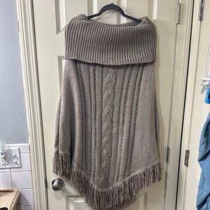 Torrid Gray Cable Knit Poncho Sweater